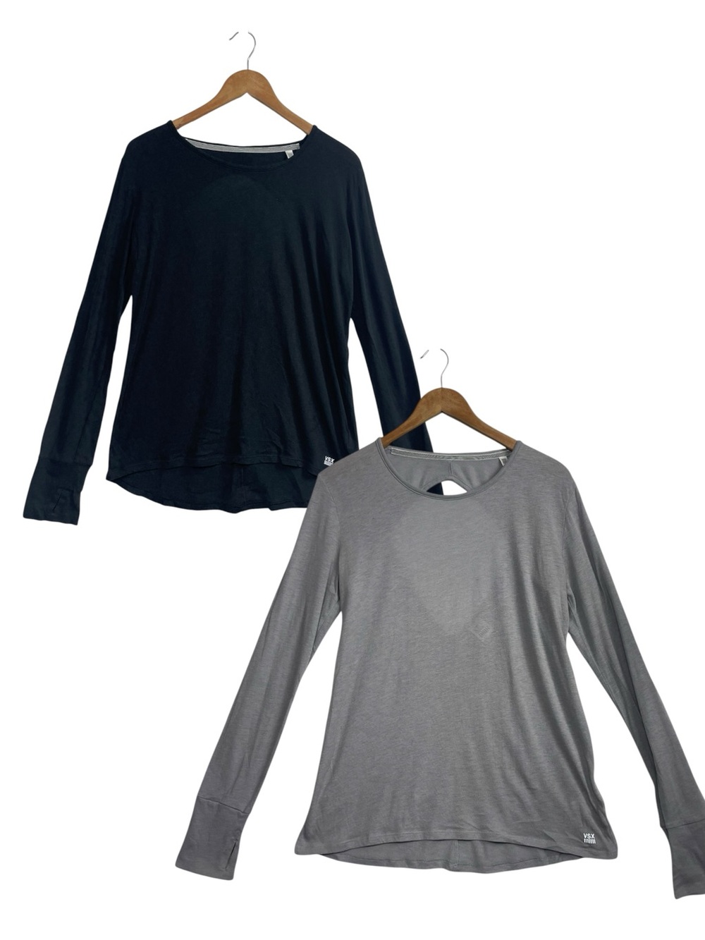 VSX Victorias Secret Activewear Top Bundle Med Gray Black Open Back Lounge Gym
